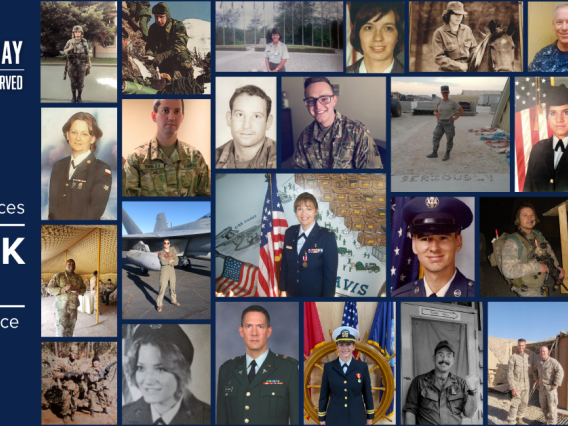 Collage image of veterans who work at UArizona Health Sciences with text: Thank you for your service.