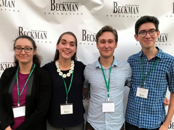 Beckman Scholars, Catherine Weibel, Amanda Warner, Randall Eck, and Jamie Takashima, attend the Beckman Symposium in Irvine, CA.