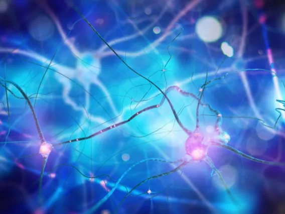 Artistic rendering of blue neurons