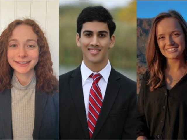 Headshots of three enthusiastic young people