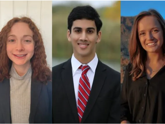 Headshots of three enthusiastic young people