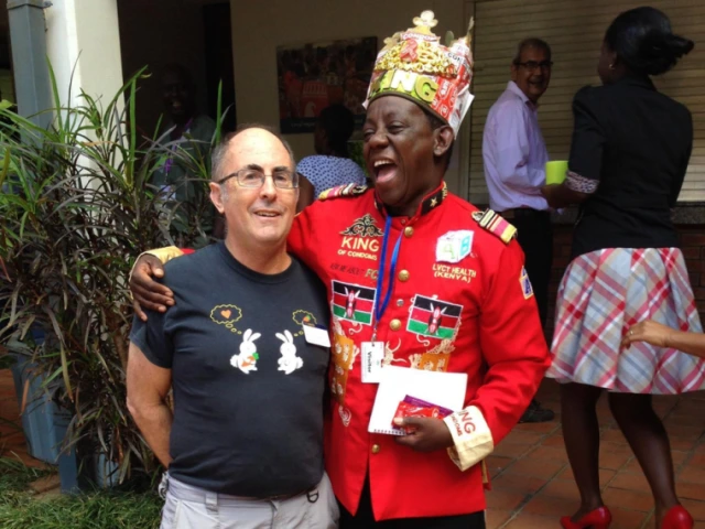 Two men laughing and enjoying themselves