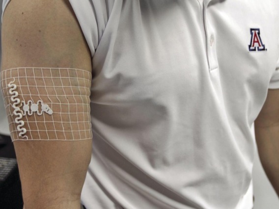 a sensor device on a persons arm