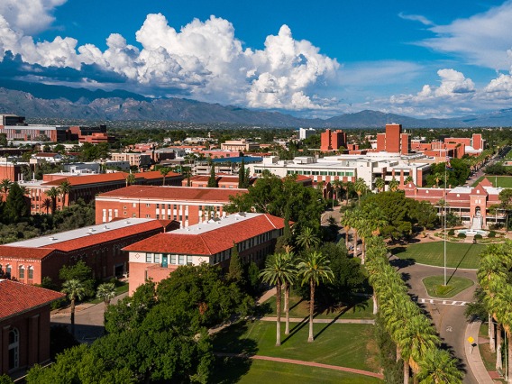 A ariel view of University of Arizona campus