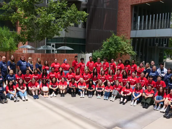 A group of high school interns