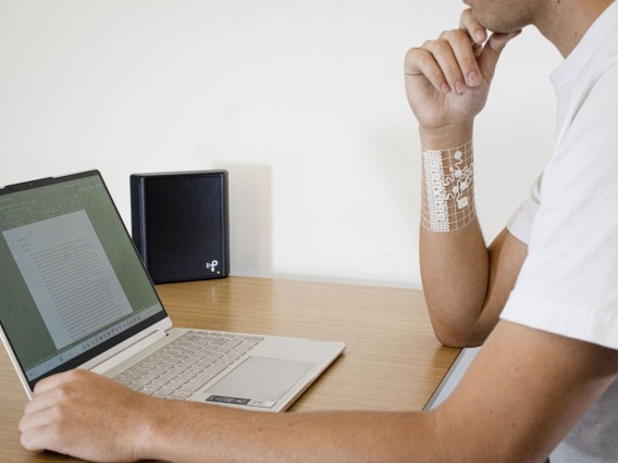 Wearable device at a desk