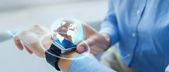 a person wearing a smart watch