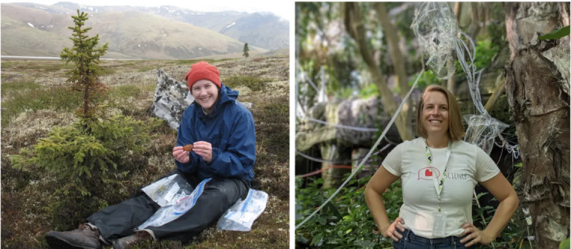 Jana U'Ren and Laura Meredith both working in the field