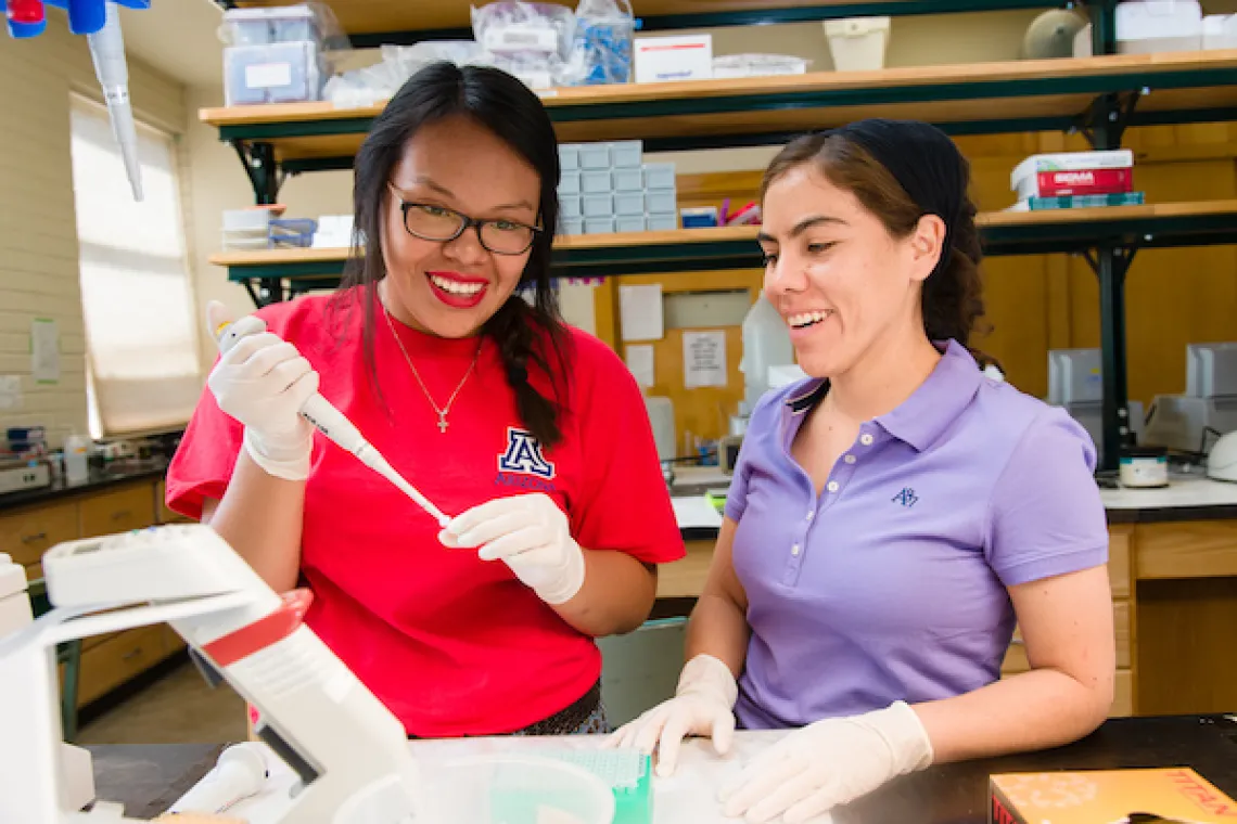 A KEYS student and her mentor in Dr. Melanie Culver's lab.