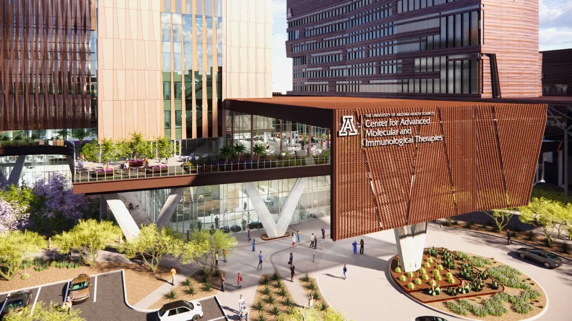 Architectural rendering of the University of Arizona’s Center for Advanced Molecular Immunological Therapies. 