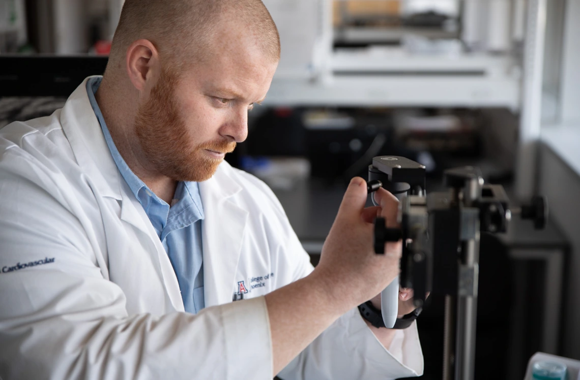 Scientist conducts research in a lab