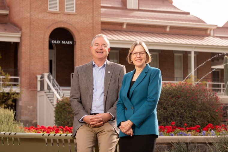 David W. Hahn, the Craig M. Berge Dean of the College of Engineering, and Joann Sweasy, the Nancy C. and Craig M. Berge Endowed Chair for the Director of the University of Arizona Cancer Center.