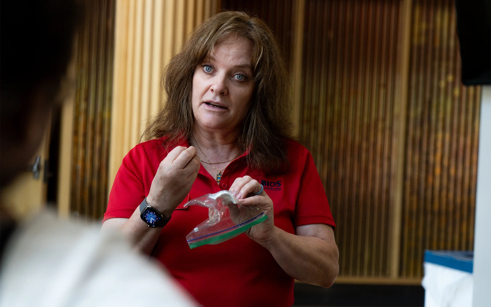 BIO5 staff member explaining prototype