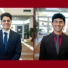 Two professional portraits of individuals in business attire, smiling in an indoor setting with a blurred background.